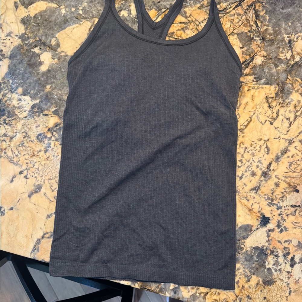 lululemon athletica Charcoal Racerback Tank Top with built in bra - Picture 3 of 3